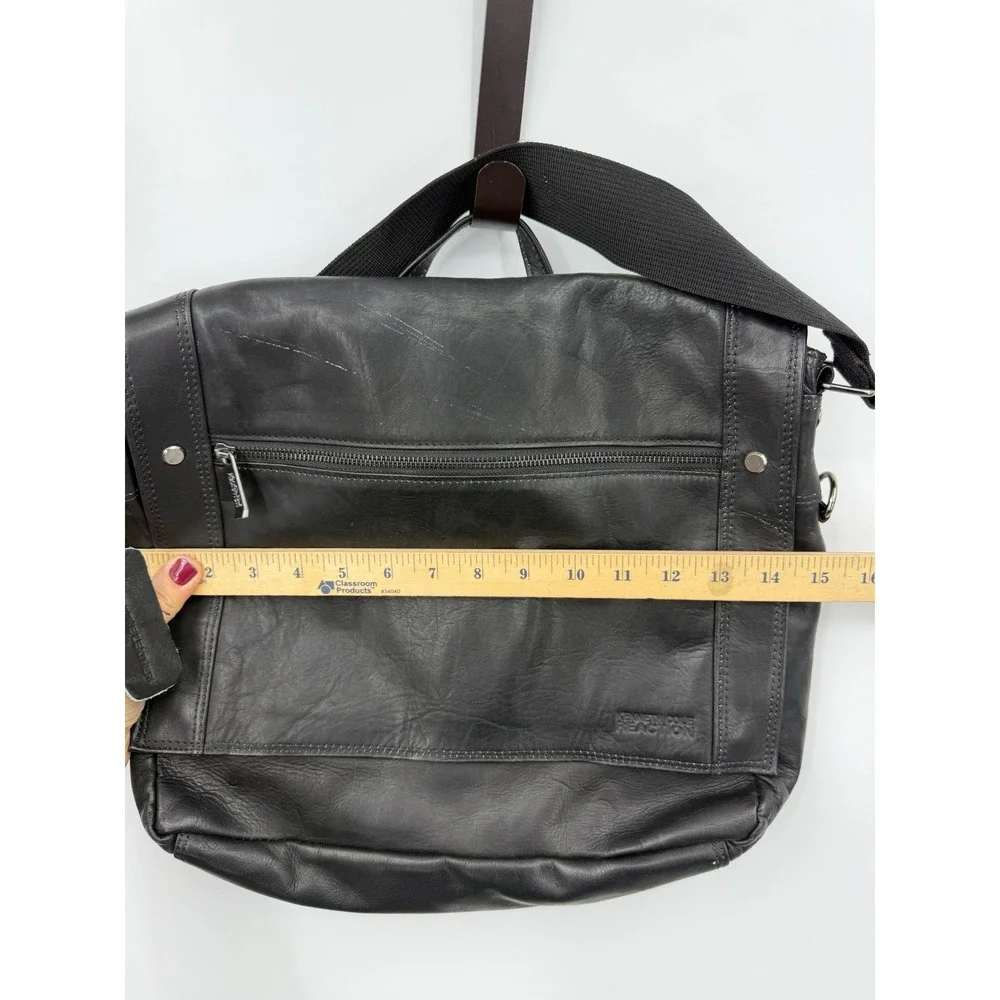Kenneth Cole Reaction 527805 Messenger Bag Mens OS Black Leather Crossbody Flap